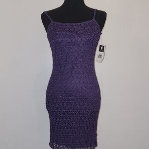 Carole Little Deep Purple Crochet Dress